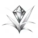 a diamond balancing on top of a single blade of grass tattoo design idea