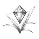 a diamond balancing on top of a single blade of grass tattoo design idea