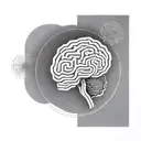 a brain inside a circular frame with geometric patterns shooting from it tattoo design idea