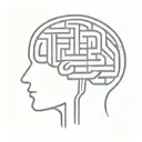 a simple minimalist line drawing of a brain as an elaborate maze with offshoots tattoo design idea