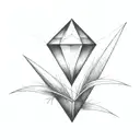 a diamond balancing on top of a single blade of grass tattoo design idea