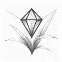 a diamond balancing on top of a single blade of grass tattoo design idea