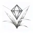 a diamond balancing on top of a single blade of grass tattoo design idea