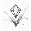 a diamond balancing on top of a single blade of grass tattoo design idea