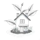 a seed growing out of the ground into a plant. but the plant is slowly becoming a house tattoo design idea
