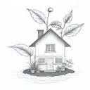 a seed growing out of the ground into a plant. but the plant is slowly becoming a house tattoo design idea
