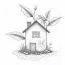 a seed growing out of the ground into a plant. but the plant is slowly becoming a house tattoo design idea