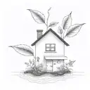 a seed growing out of the ground into a plant. but the plant is slowly becoming a house tattoo design idea