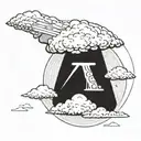 a nuclear explosion mushroom cloud contained within a perfect black circle tattoo design idea