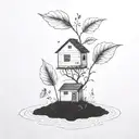a seed growing out of the ground into a plant. but the plant is slowly becoming a house tattoo design idea