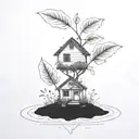 a seed growing out of the ground into a plant. but the plant is slowly becoming a house tattoo design idea