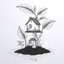 a seed growing out of the ground into a plant. but the plant is slowly becoming a house tattoo design idea