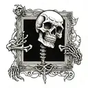a skeleton stuck in the wall tattoo design idea