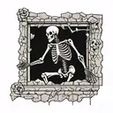 a skeleton stuck in the wall tattoo design idea