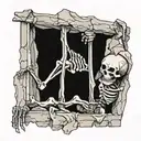 a skeleton stuck in the wall tattoo design idea