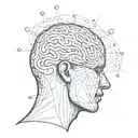 am image of a human with abstract shapes coming out of the brain to depict psychotherapy tattoo design idea