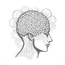 am image of a human with abstract shapes coming out of the brain to depict psychotherapy tattoo design idea