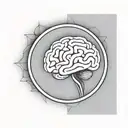 a brain inside a circular frame with geometric patterns shooting from it tattoo design idea