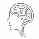 a simple minimalist line drawing of a brain as an elaborate maze with offshoots tattoo design idea