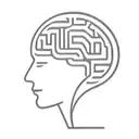 a simple minimalist line drawing of a brain as an elaborate maze with offshoots tattoo design idea