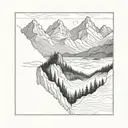 a mountainscape in a canvas frame  tattoo design idea