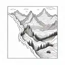 a mountainscape in a canvas frame  tattoo design idea