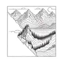 a mountainscape in a canvas frame  tattoo design idea
