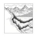a mountainscape in a canvas frame  tattoo design idea