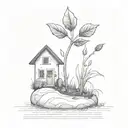 a seed growing out of the ground into a plant. but the plant is slowly becoming a house tattoo design idea