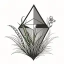 a blade of grass with a diamond on top of it tattoo design idea