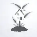 a seed growing out of the ground into a plant. but the plant is slowly becoming a house tattoo design idea