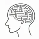 a simple minimalist line drawing of a brain as an elaborate maze in a square frame that connects to the maze tattoo design idea