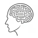 a simple minimalist line drawing of a brain as an elaborate maze in a square frame that connects to the maze tattoo design idea