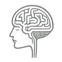 a simple minimalist line drawing of a brain as an elaborate maze with offshoots tattoo design idea