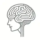 a simple minimalist line drawing of a brain as an elaborate maze with offshoots tattoo design idea