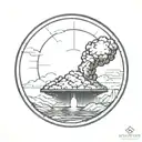 a nuclear explosion contained within a perfect circle tattoo design idea