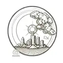 a nuclear explosion contained within a perfect circle tattoo design idea