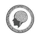 a brain inside a circular frame with geometric patterns shooting from it tattoo design idea