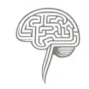 a simple minimalist line drawing of a brain as an elaborate maze tattoo design idea
