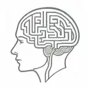 a simple minimalist line drawing of a brain as an elaborate maze tattoo design idea