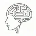 a simple minimalist line drawing of a brain as an elaborate maze tattoo design idea