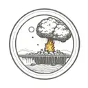 a nuclear explosion contained within a perfect circle tattoo design idea