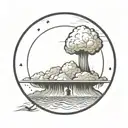 a nuclear explosion contained within a perfect circle tattoo design idea