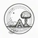 a nuclear explosion contained within a perfect circle tattoo design idea