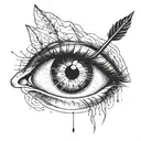 an eye with an arrow dart stuck in the iris tattoo design idea