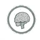 a brain inside a circular frame with geometric patterns shooting from it tattoo design idea