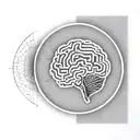 a brain inside a circular frame with geometric patterns shooting from it tattoo design idea