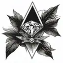 a diamond balancing on top of a single blade of grass tattoo design idea