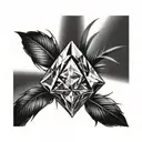 a diamond balancing on top of a single blade of grass tattoo design idea
