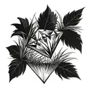 a diamond balancing on top of a single blade of grass tattoo design idea